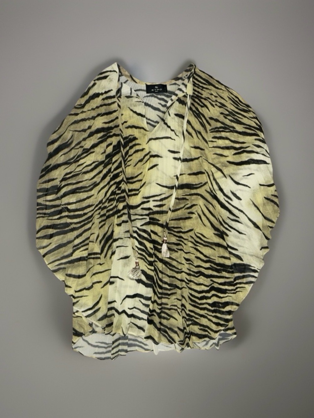 Etro Pleated Zebra Animal Print Poncho Beach Cover Up Tunic Top One Size